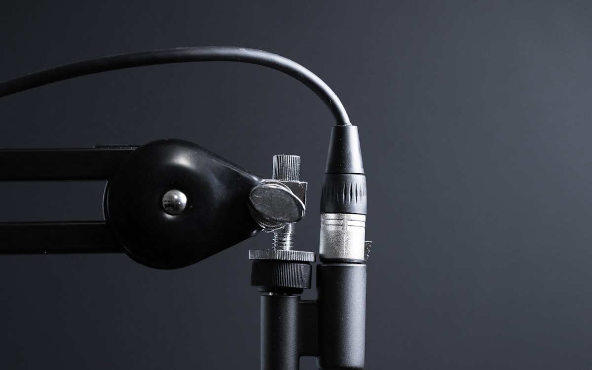 Studio microphone on a boom arm