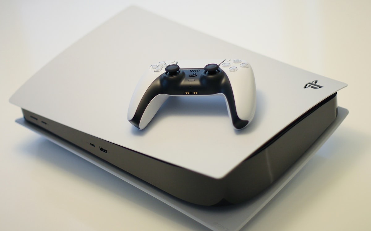 PlayStation console with a wireless controller