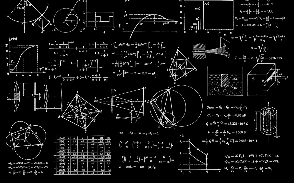 Handwritten mathematical equations on a blackboard